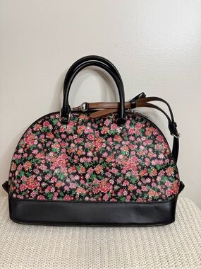 Coach Sierra  #F57622 Floral Dome Satchel Handbag - Black with Pink Floral
